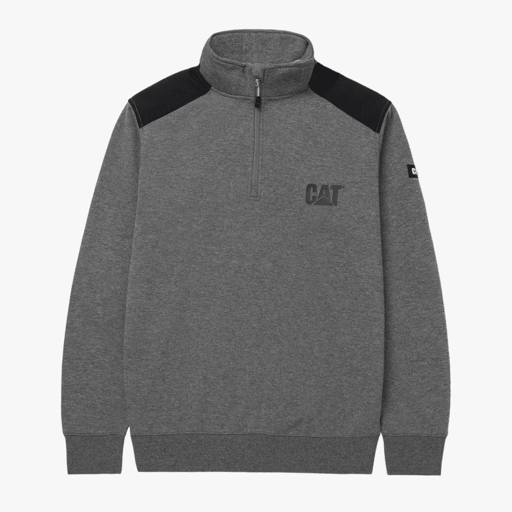 Caterpillar Mens 1/4 Zip Sweatshirt Dark Heather Grey Caterpillar