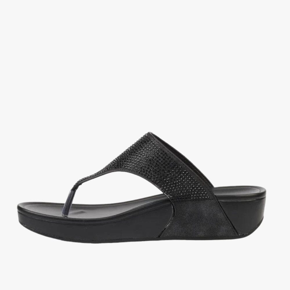 Butterfly Feet Womens Daya Wedge Sandal Black Butterfly