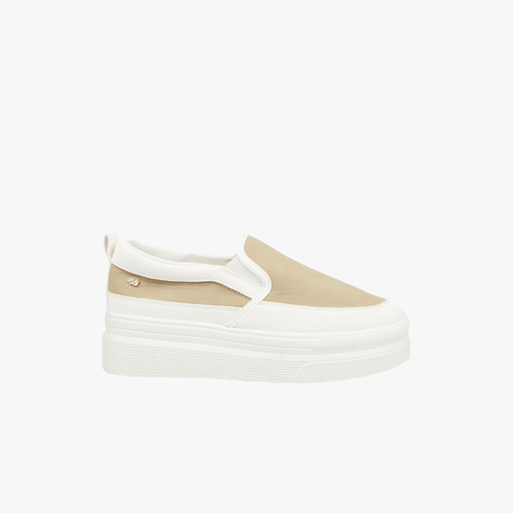 Miss Black Womens Swish 3 Slip On Sneaker Taupe Miss Black