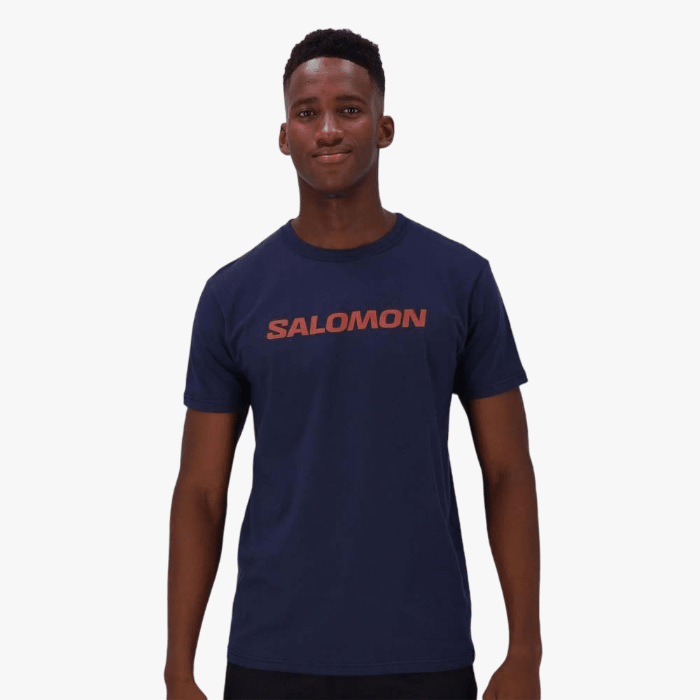 Salomon Mens Core Logo Short Sleeve Tee Navy Blazer | Salomon