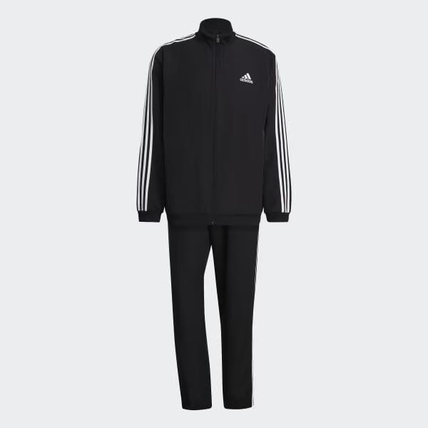adidas Mens 3S Woven Tracksuit Set Black adidas