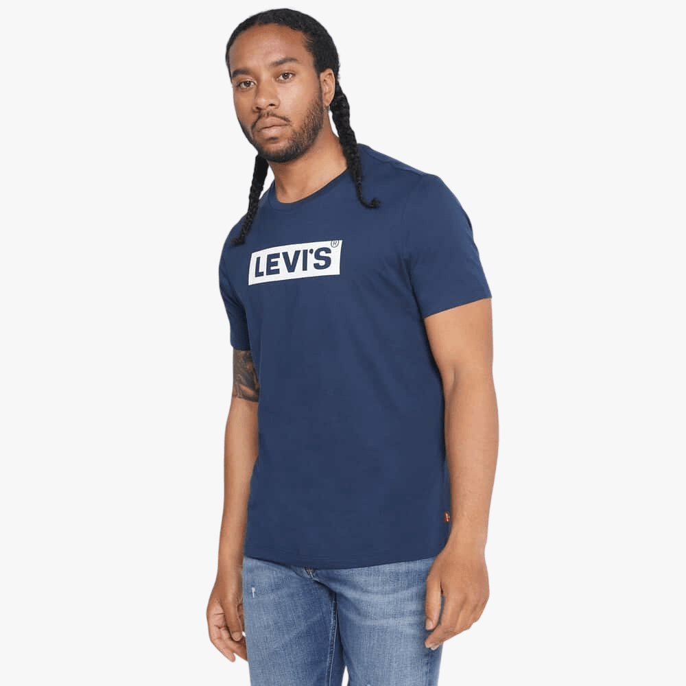 Levis Mens Boxtab Graphic Short Sleeve Tee Dress Blue | Levis