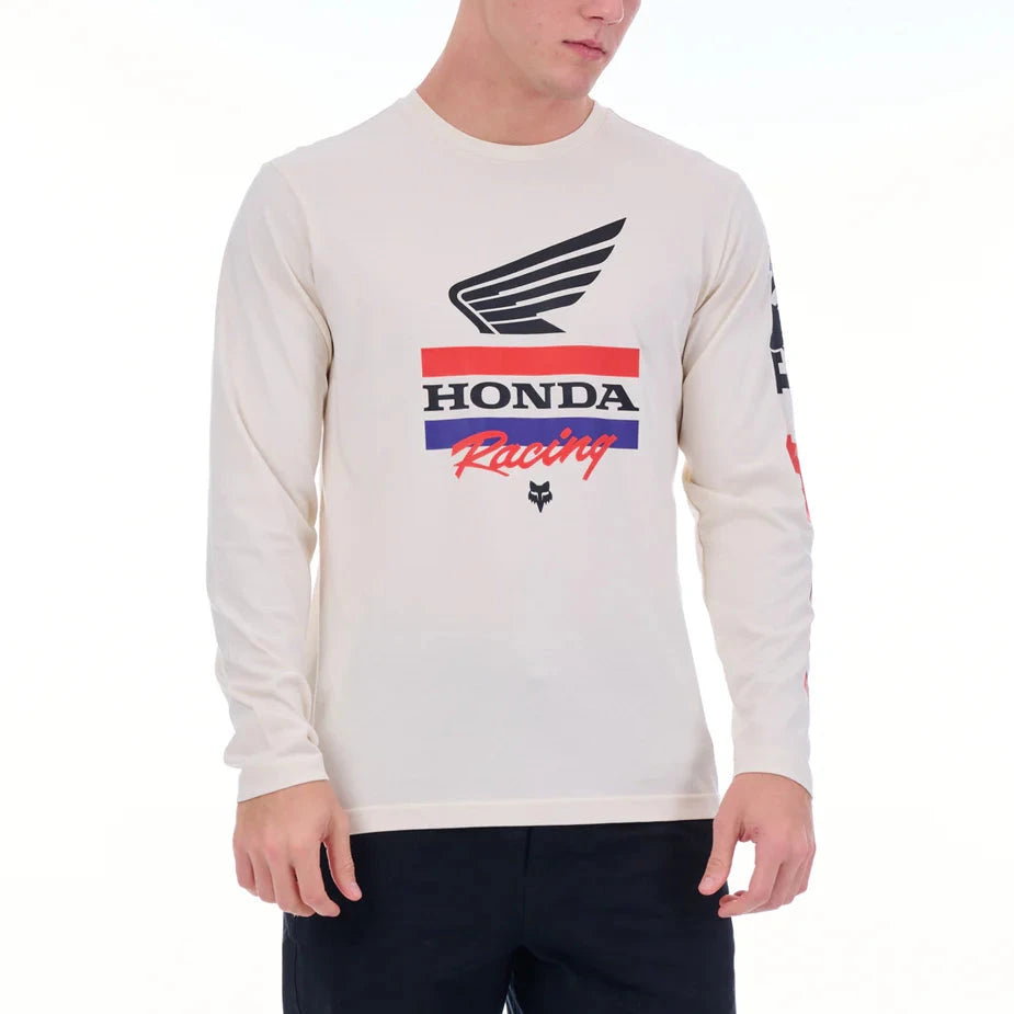Fox Mens Honda Bar Long Sleeve Tee White Dune | Fox