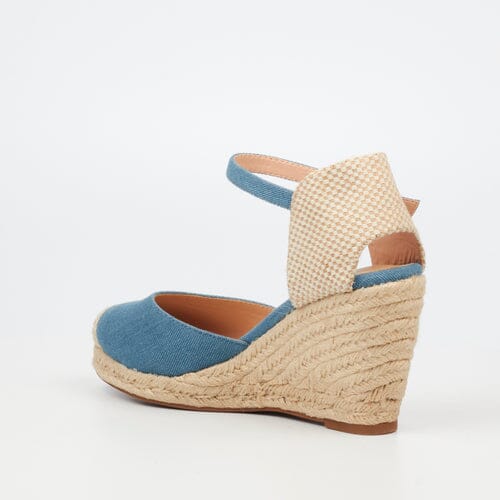 Miss Black Womens Jojo 12 Wedge Blue Sandal | Miss Black