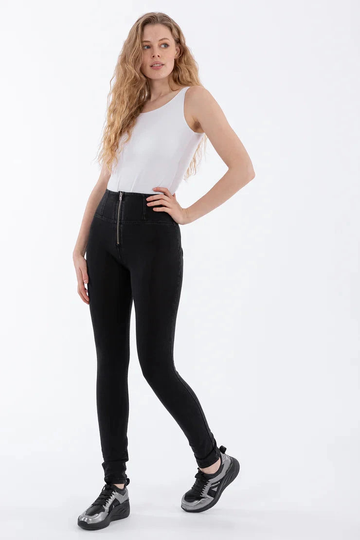 Freddy Womens High Waist Long Length Jean Black Black Stitch | Freddy
