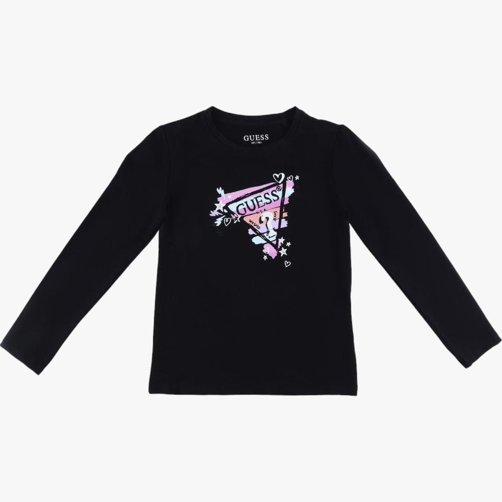 Guess Girls Long Sleeve Tee Black Guess