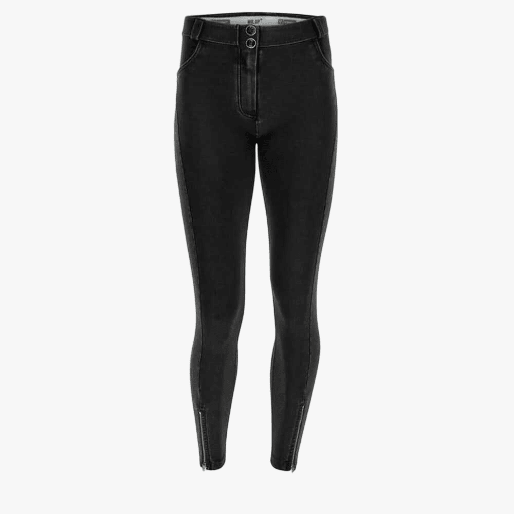 Freddy Womens High-Waist Ankle-Length Wr.Up® Shaping Jeggings Zips On The Lower Leg Black Wash | Freddy