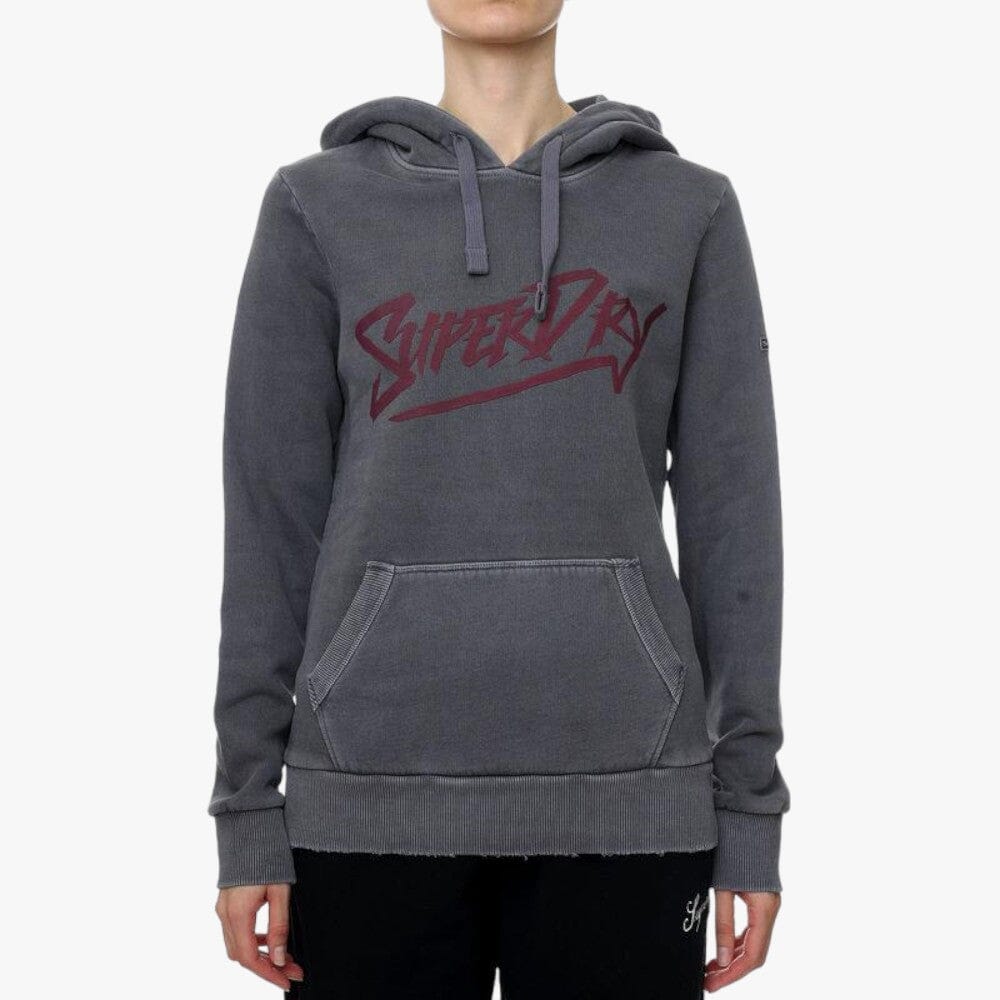 Superdry Womens Vintage Indie Mark Hoodie Jet Black | Superdry
