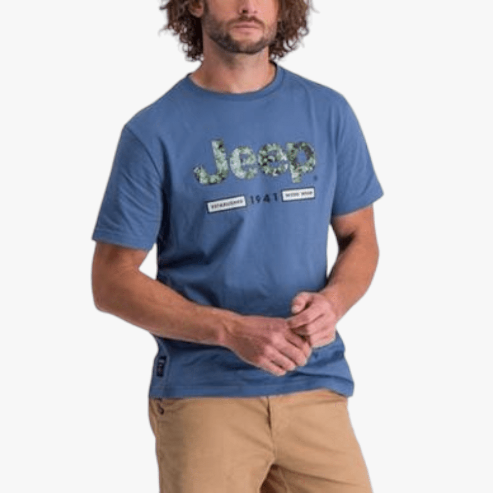 Jeep Mens Logo Icon Short Sleeve Tee Vintage Blue | Jeep