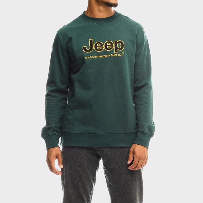 Jeep Mens Core Applique Crew Sweater Green2 | Jeep