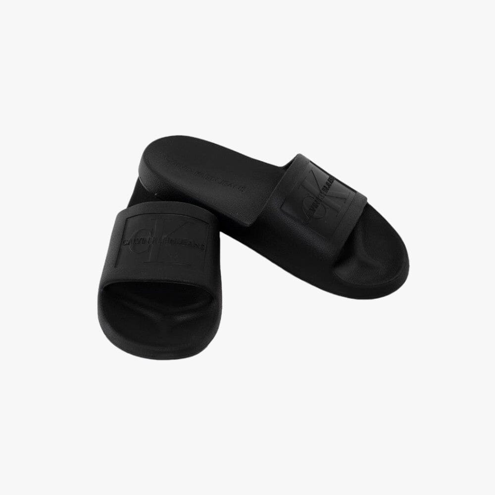 Ck Womens Slide Monogram Debossed Eva Slides Black