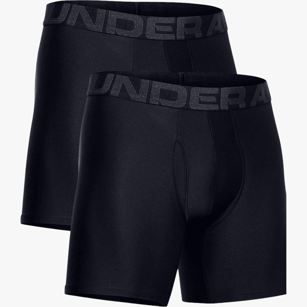 Under Armour Mens Tech 6" 2 Pack Boxer Briefs 001 Black Under Armour