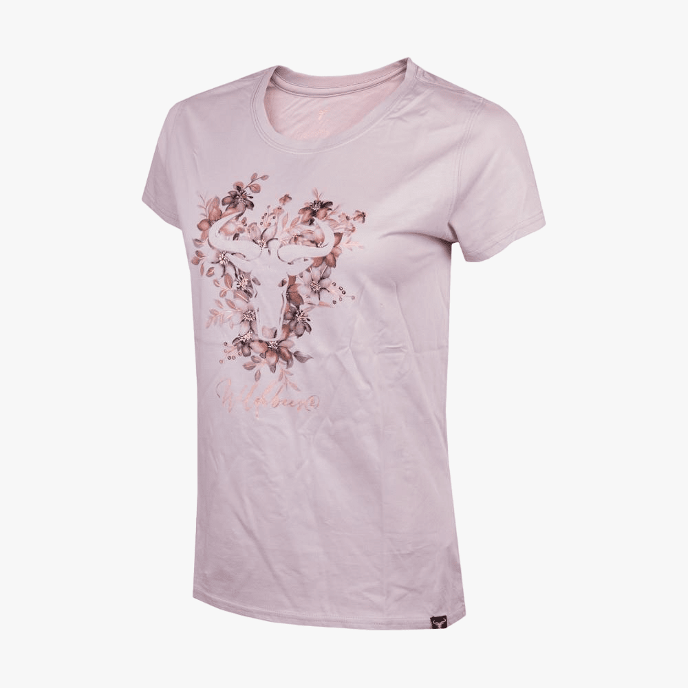 Wildebees Womens Punch Out Posey Short Sleeve Tee Tiffany Fog | Wildebees