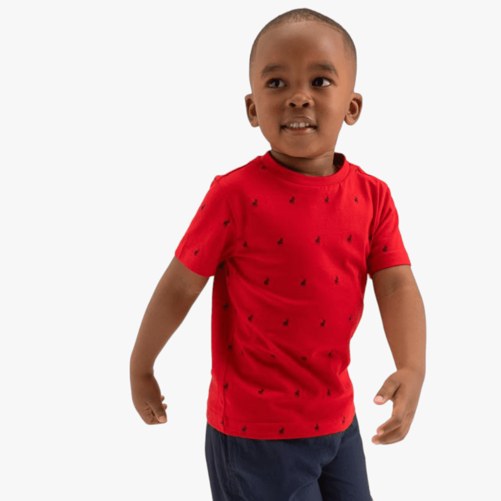 Polo Boys Sebastian Monogram Short Sleeve Tee Red Polo