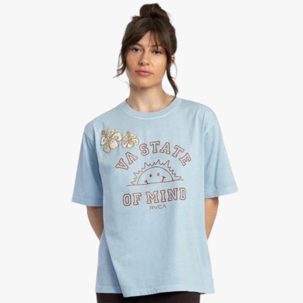 Rvca Womens Va State Of Mind Short Sleeve Tee Dusty Blue | Rvca