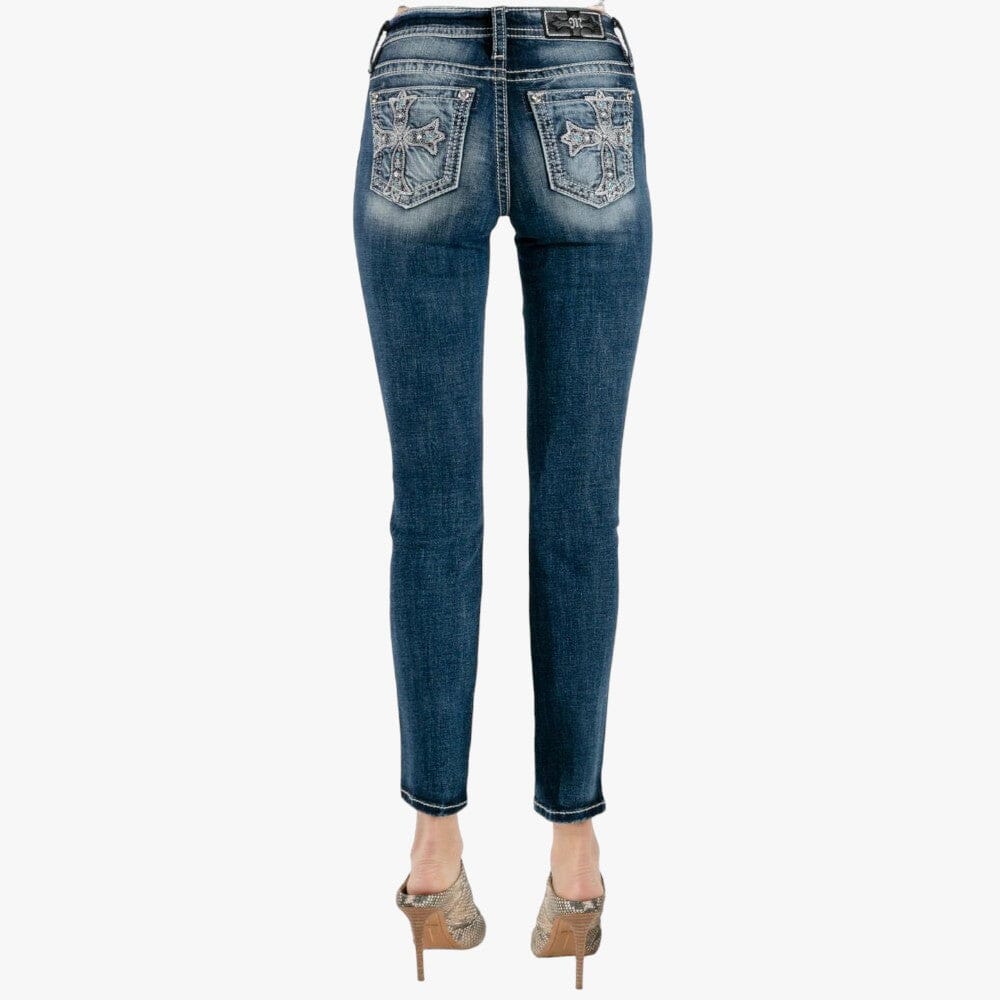 Miss Me Womens Majestic Cross Skinny Jeans Blue Miss Me
