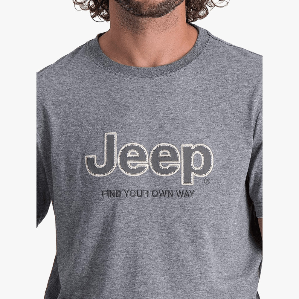 Jeep Mens Logo Applique Short Sleeve Tee Heather Grey Mel Jeep