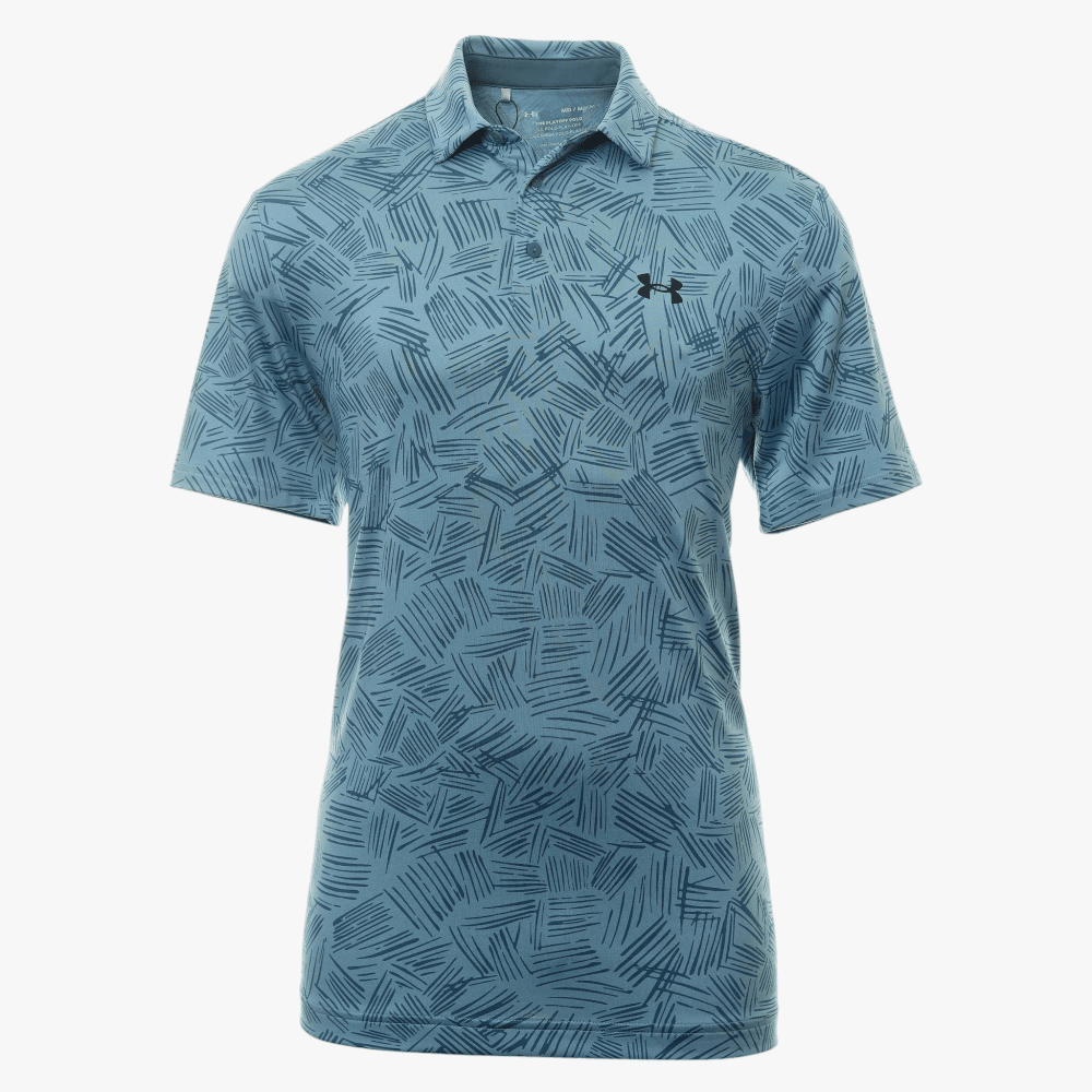 Under Armour Mens Playoff 3.0 Printed Short Sleeve Golfer 400 Blue Under Armour