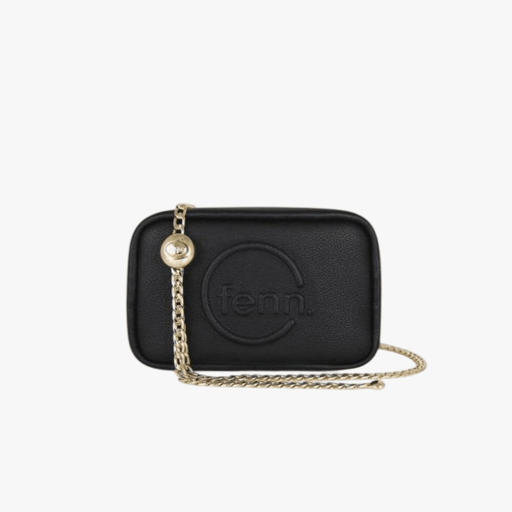 Fenn Pouch Chain Black Gold Handbag | Fenn