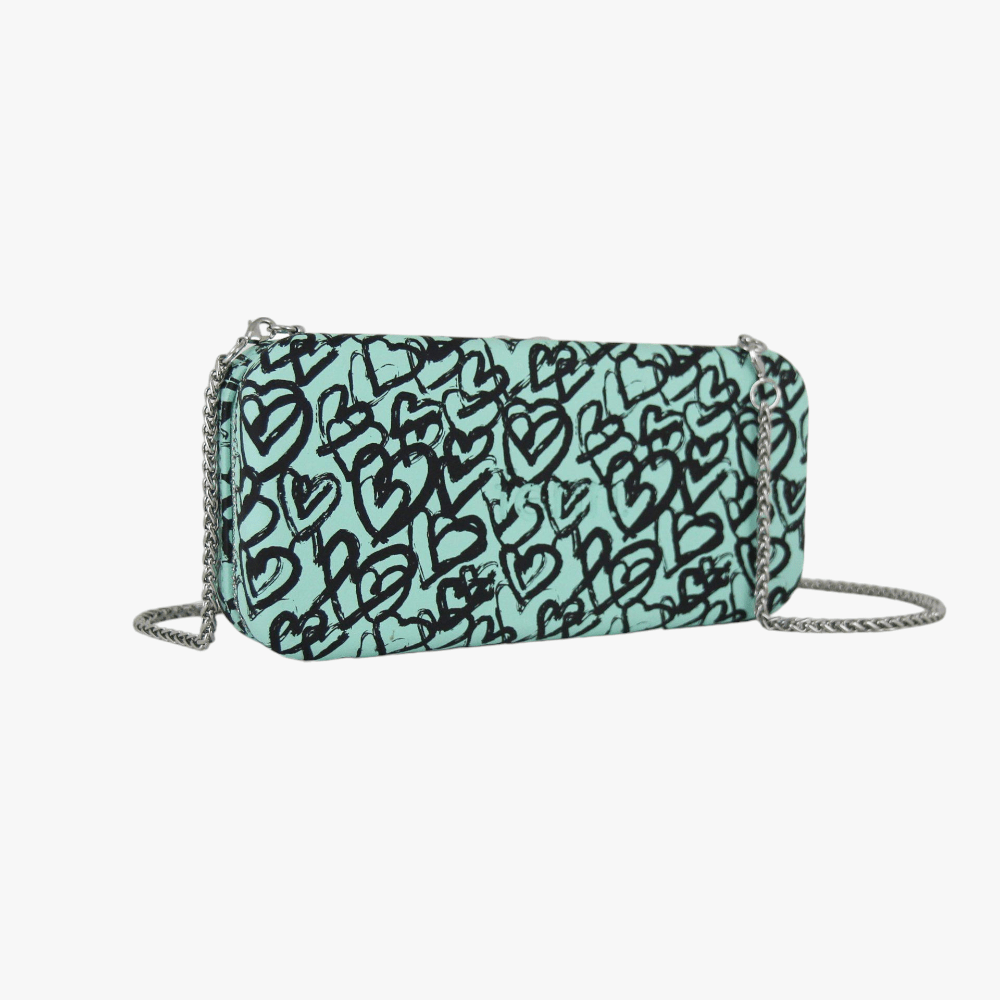 Fenn Turq Heart Wallet Turq Chain Handle Silver Zip | Fenn