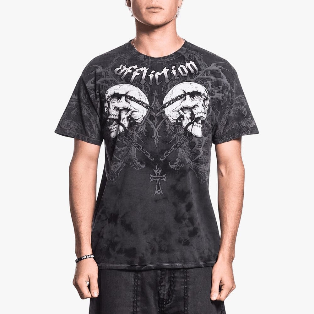 Affliction Mens Collapse Tee Grey Charcoal Wash | Affliction