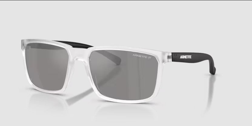 Arnette Mens Matte Crystal Sunglasses Grey Mirror Silver 80 Polarized