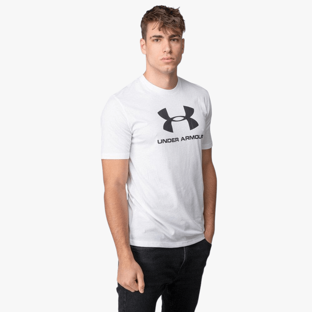 Under Armour Mens Sportstyle Logo Short Sleeve Tee 100 White/Black Under Armour