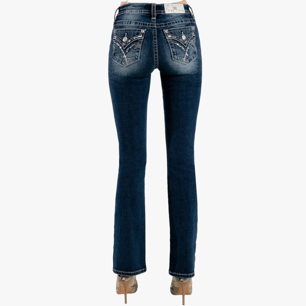 Miss Me Womens Brushed Across Mid Rise Bootleg Jeans Miss Me