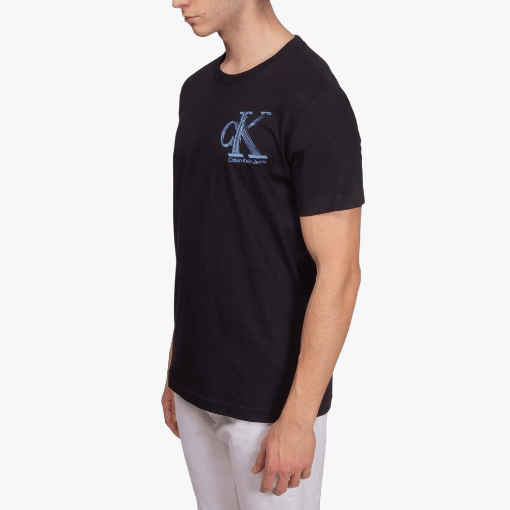 Calvin Klein Mens Meta Monogram Chest Short Sleeve Tee Black | Calvin Klein