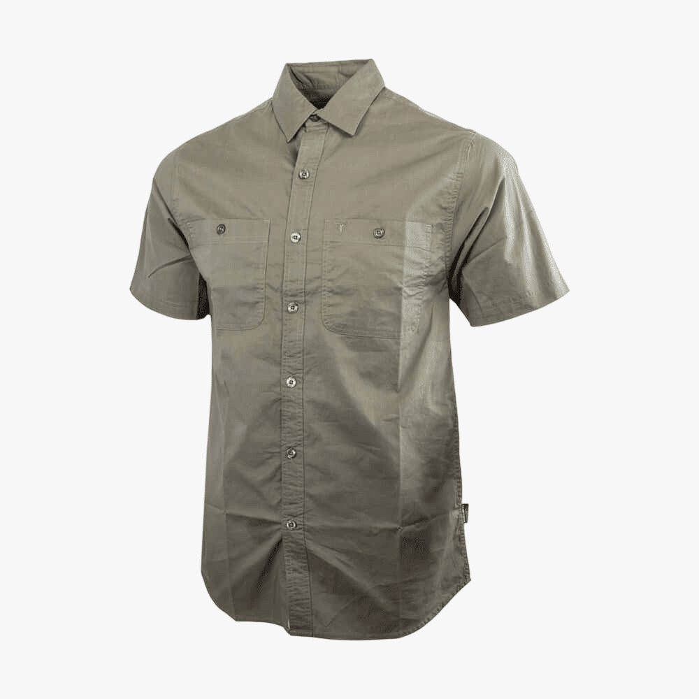 Wildebees Mens Plain Poplin Short Sleeve Shirt Olive | Wildebees