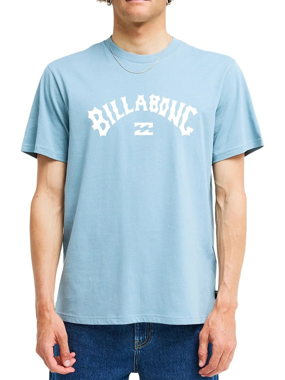 Billabong Mens Arch Wave Short Sleeve Tee Washed Blue Fog