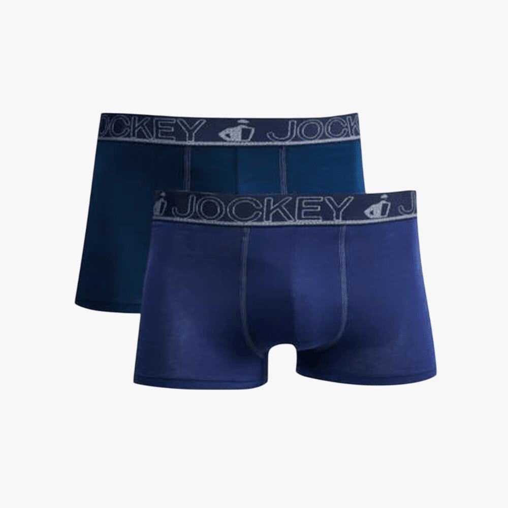 Jockey Mens Exclusive Pouch Trunk Plain Blue 2 Pack | Jockey