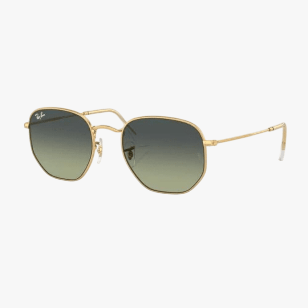 Rayban Unisex Hexagonal Artista Gold Steel Frame Green Vintage Lens Sunglass | Rayban