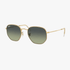 Rayban Unisex Hexagonal Artista Gold Steel Frame Green Vintage Lens Sunglass | Rayban