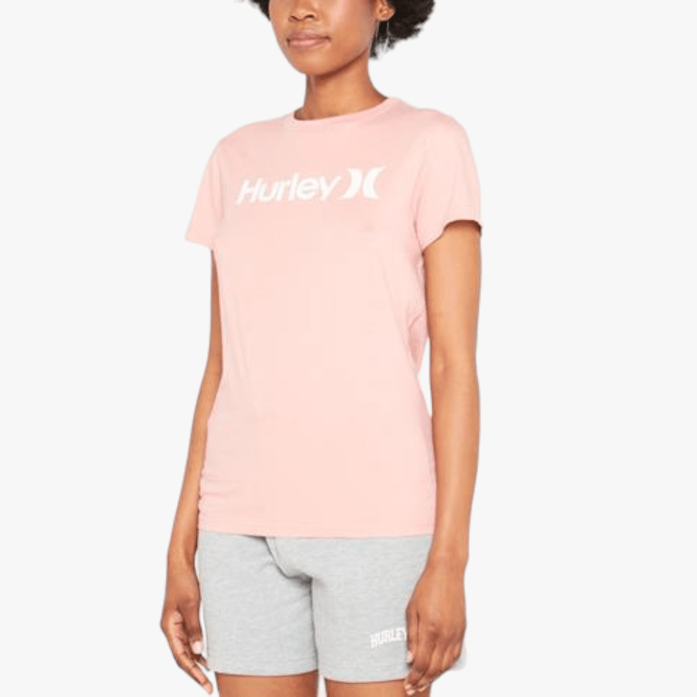 Hurley Ladies Oao Solid Seasonal Short Sleeve Tee Pink Hurley