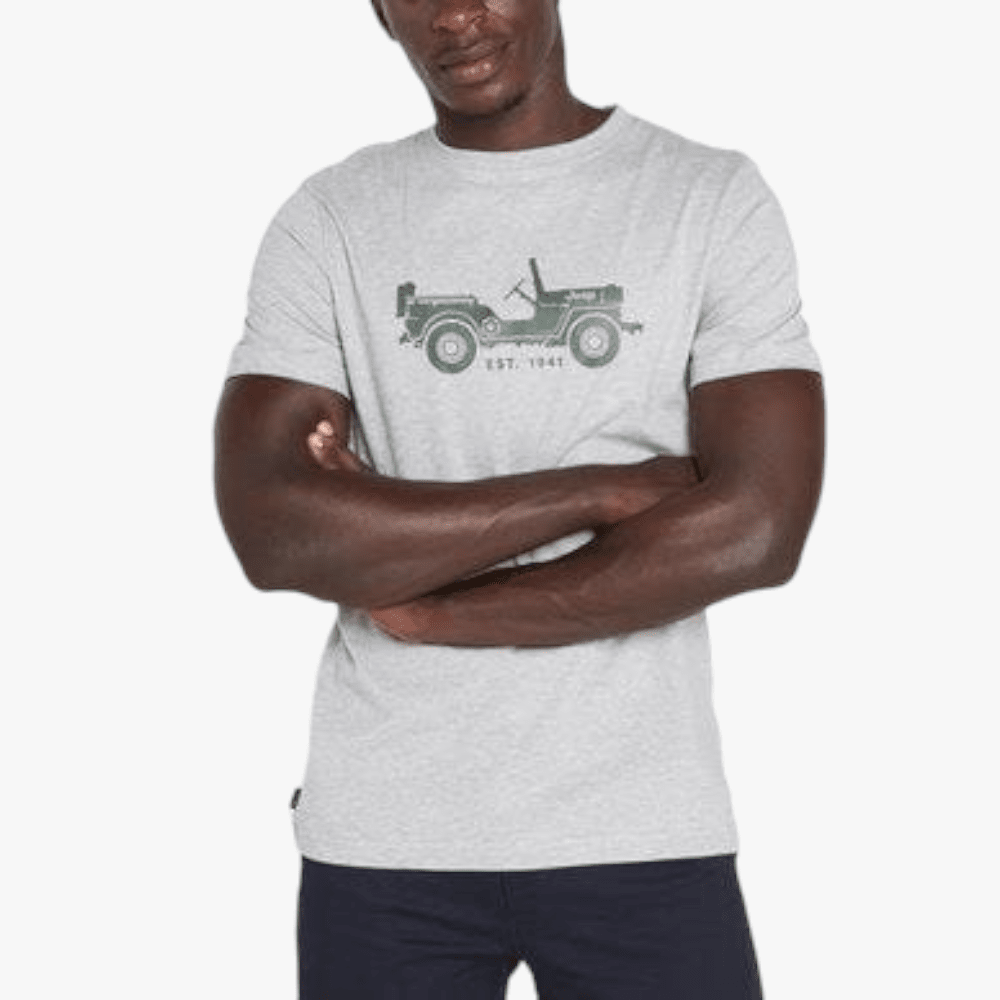 Jeep Mens Car Icon Print Short Sleeve Tee Grey Mel | Jeep