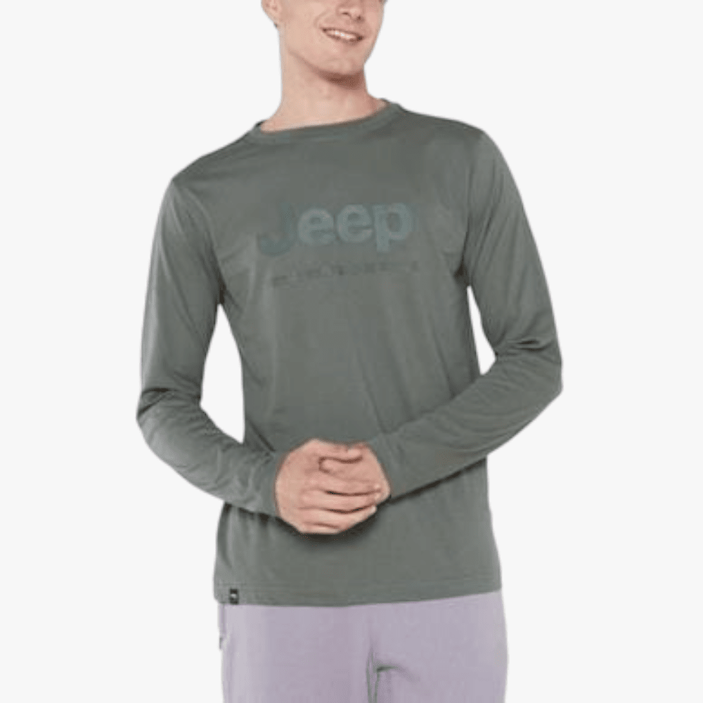 Jeep Mens Logo Icon Long Sleeve Tee Jungle Green | Jeep