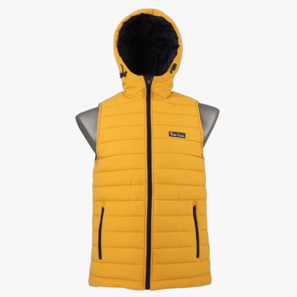 Pierre Cardin Mens Sleeveless Puffer Hooded Jacket Mustard | Pierre Cardin