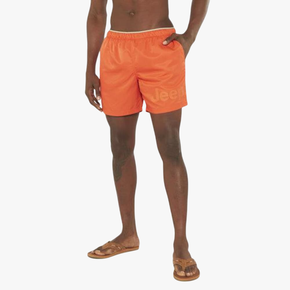 Jeep Mens Elasticated Swim Shorts Red Clay