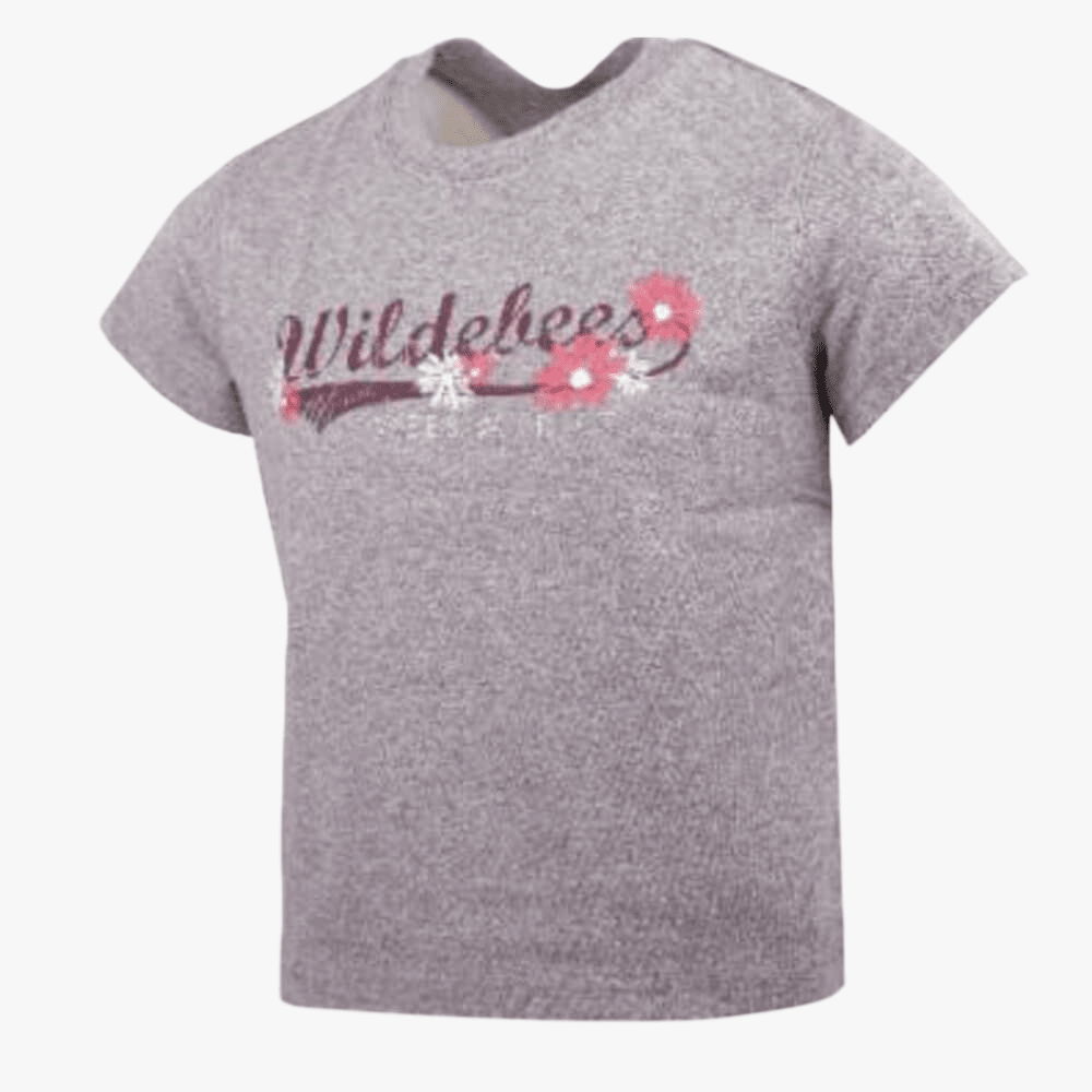 Wildebees Girls Daisy Swoosh Short Sleeve Tee Grey Mel | Wildebees