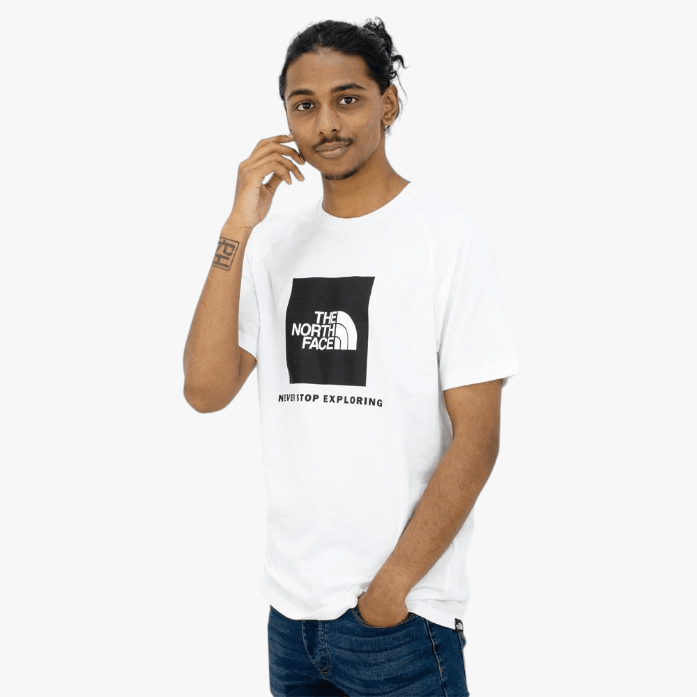 The North Face Mens Raglan Redbox Short Sleeve Tee Tnf White The North Face