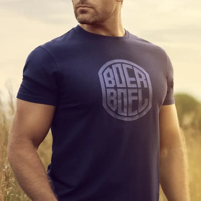 Boerboel Mens Bevel Print Tee Navy