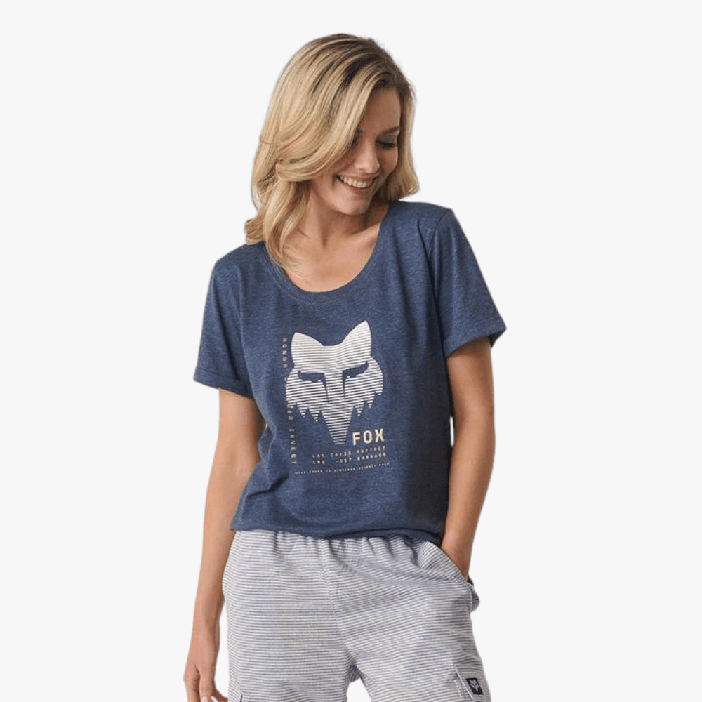 Fox Womens Dispute Short Sleeve Tee Navy Mel Fox