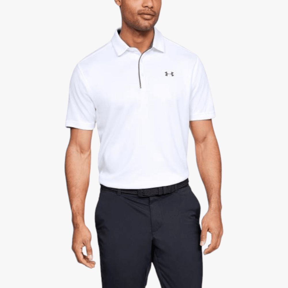 Under Armour Mens Tech Short Sleeve Golfer White Under Armour