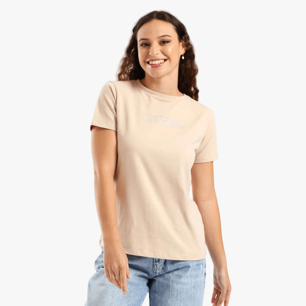 Guess Briana Short Sleeve Tee Beige | Guess