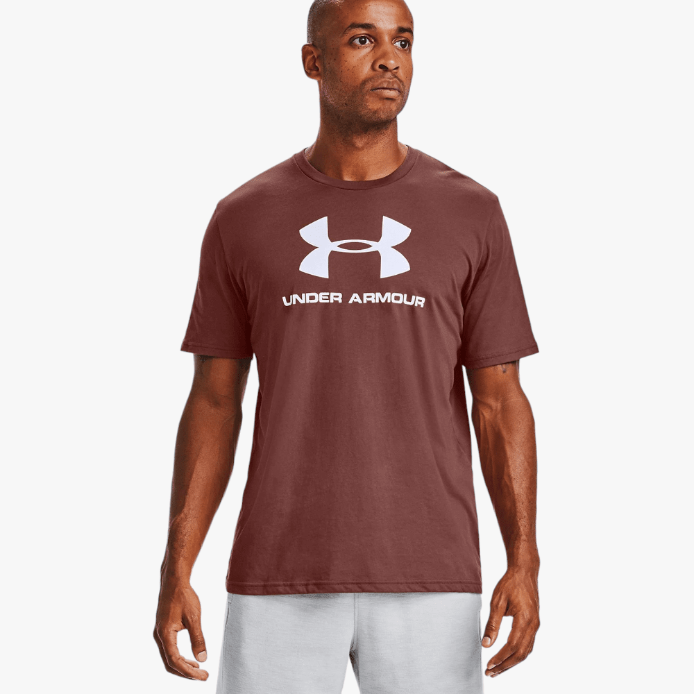 Under Armour Mens Sportstyle Logo Short Sleeve Tee Cinna Red / White Under Armour