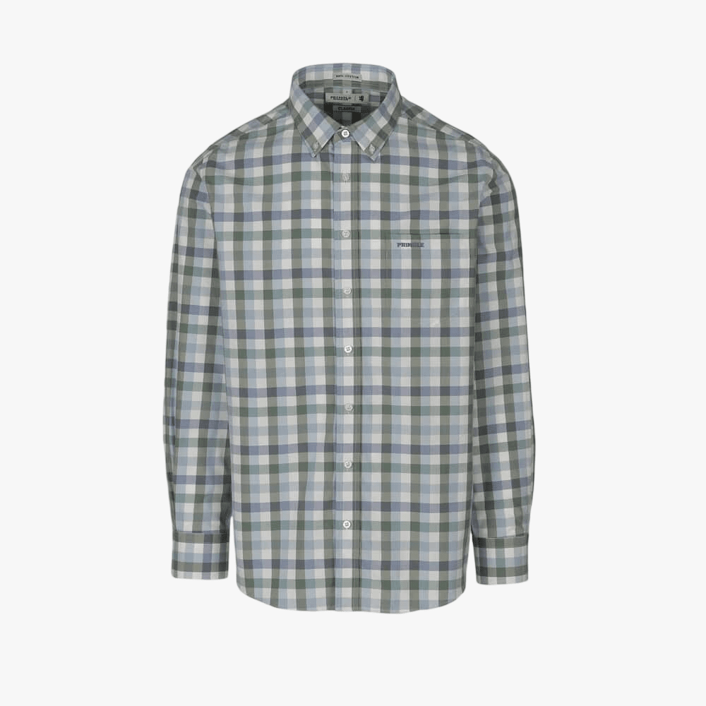 Pringle Mens Joe Check Long Sleeve Shirt Green | Pringle