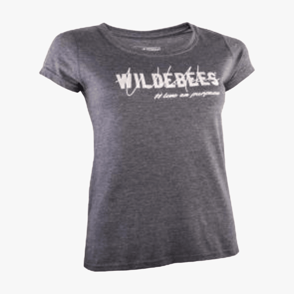 Wildebees Ladies Live On Purpose Short Sleeve Tee Charcoal Mel | Wildebees