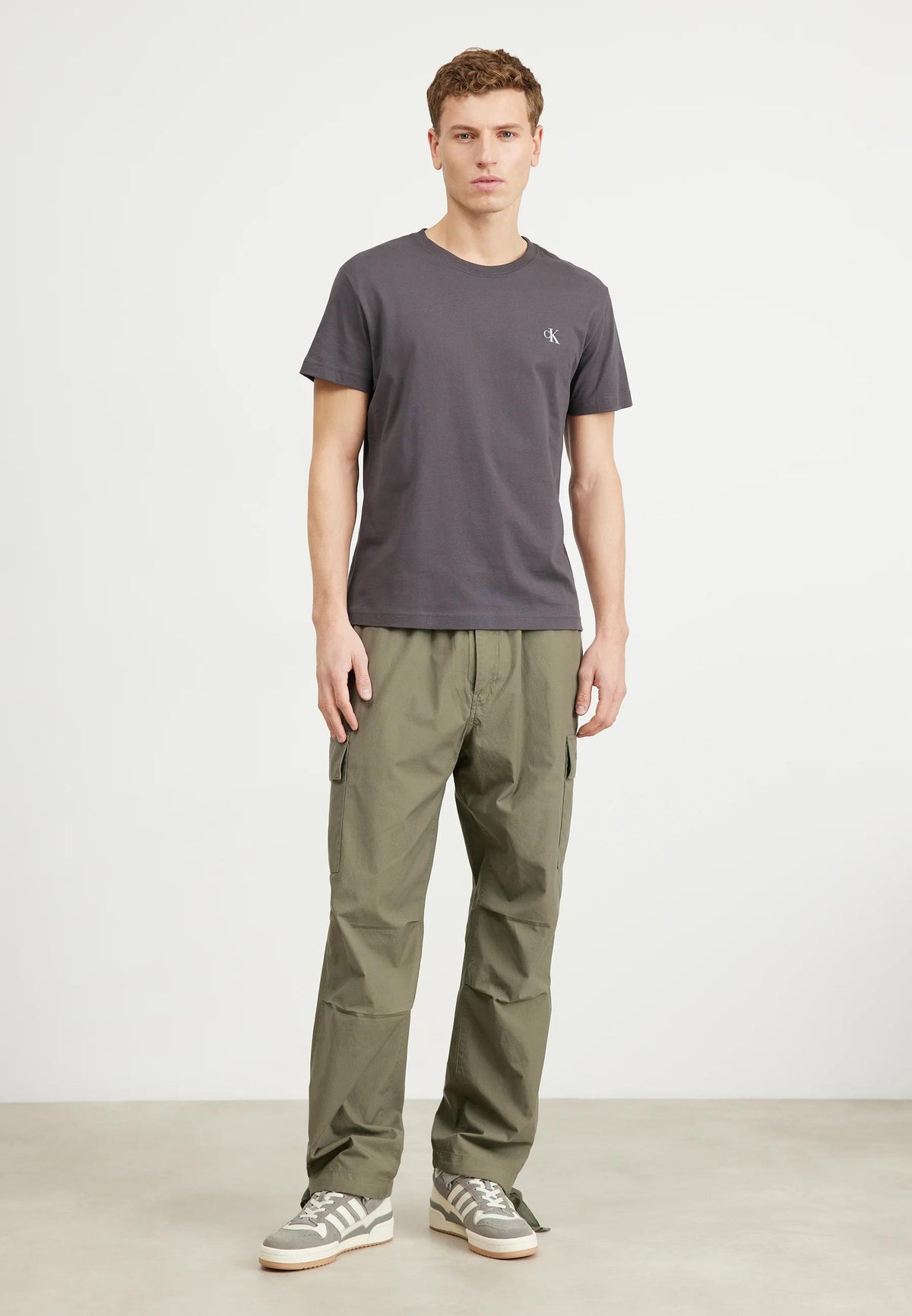 Calvin Klein Mens Mono Logo Short Sleeve Tee Grey