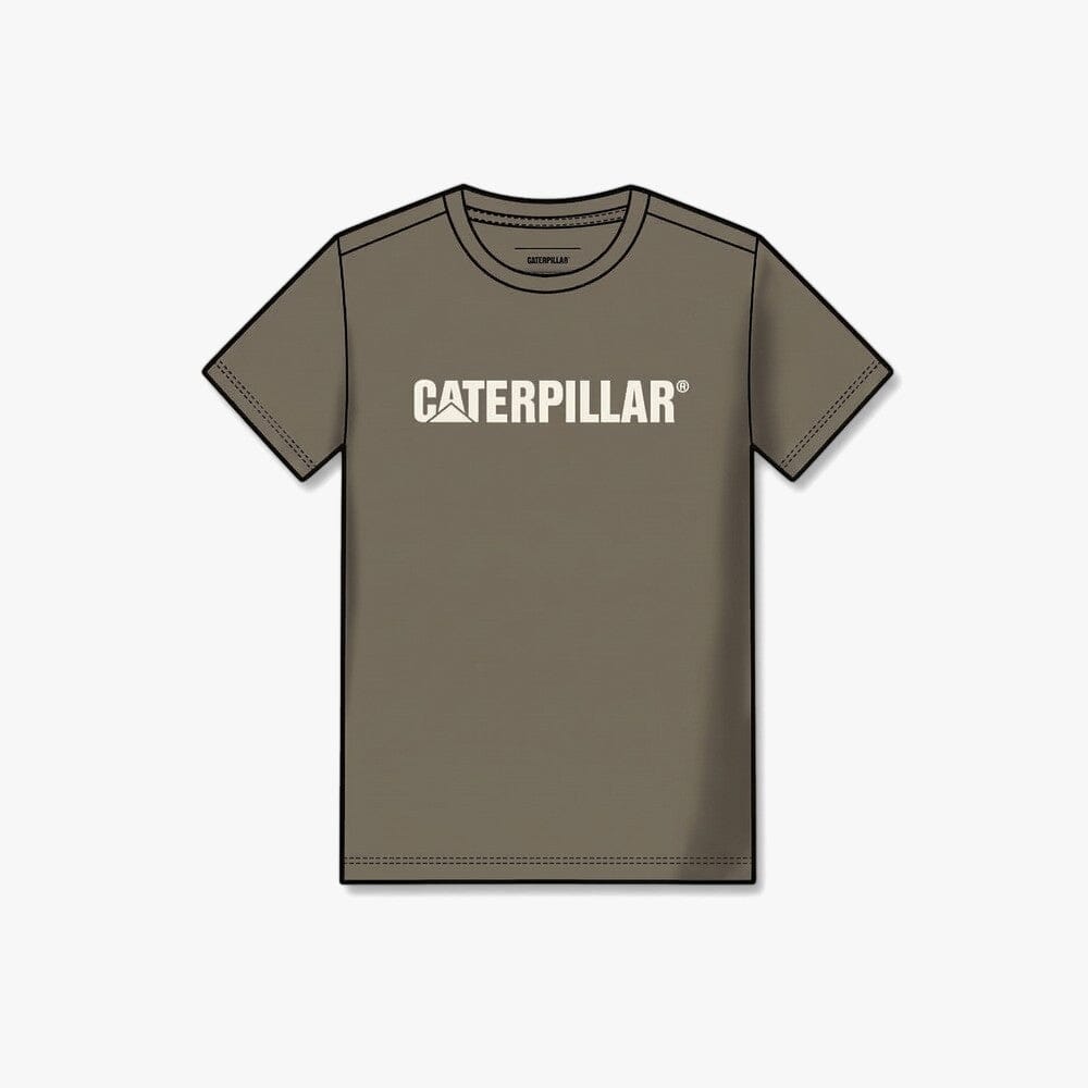 Caterpillar Mens Short Sleeve Logo Tee Fossil Vanilla | Caterpillar